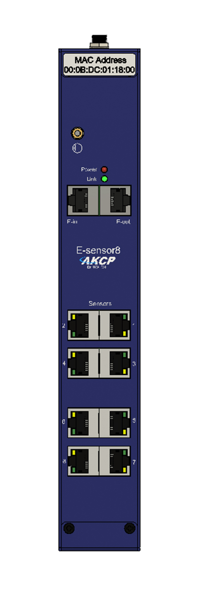 AKCP - E-Sensor8 - Erweiterungsmodul, 8 Ports und DIN-Montageset